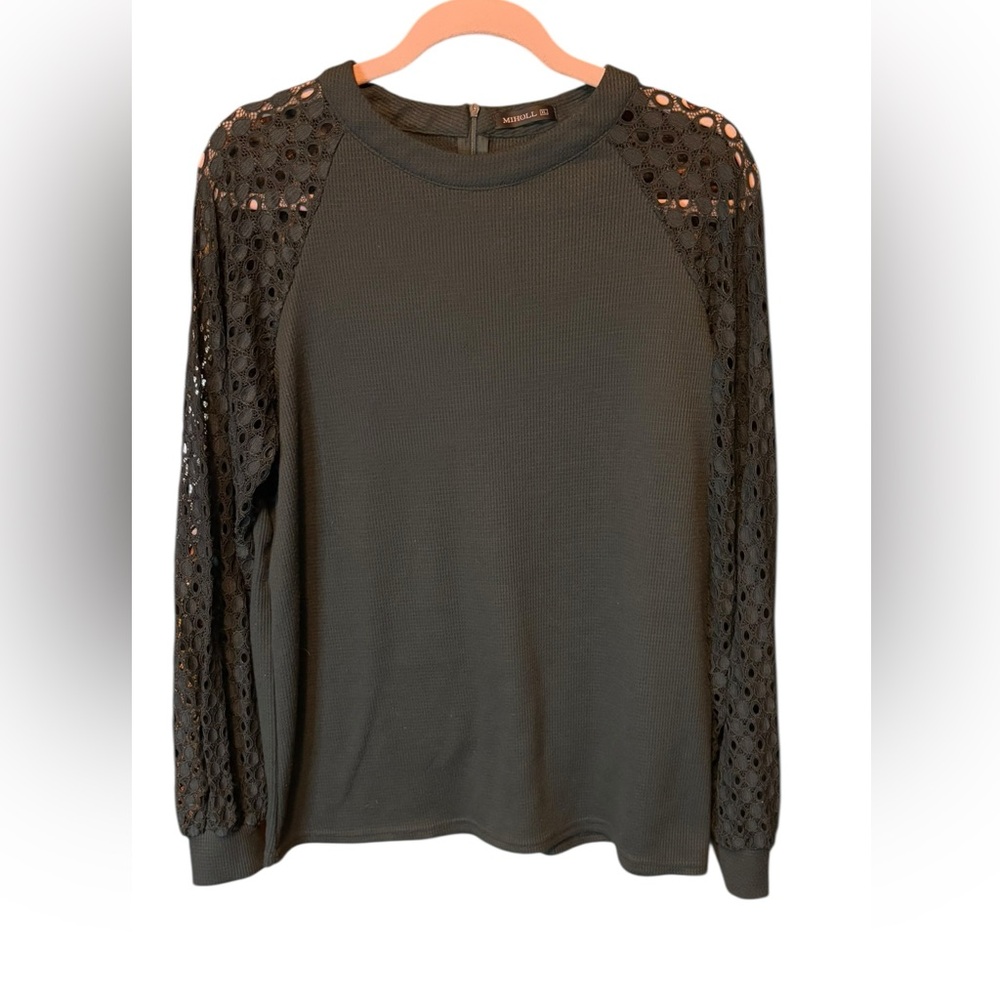 MIHOLL Lace Long Shirt Hunter Green Size XL - Picture 4 of 6